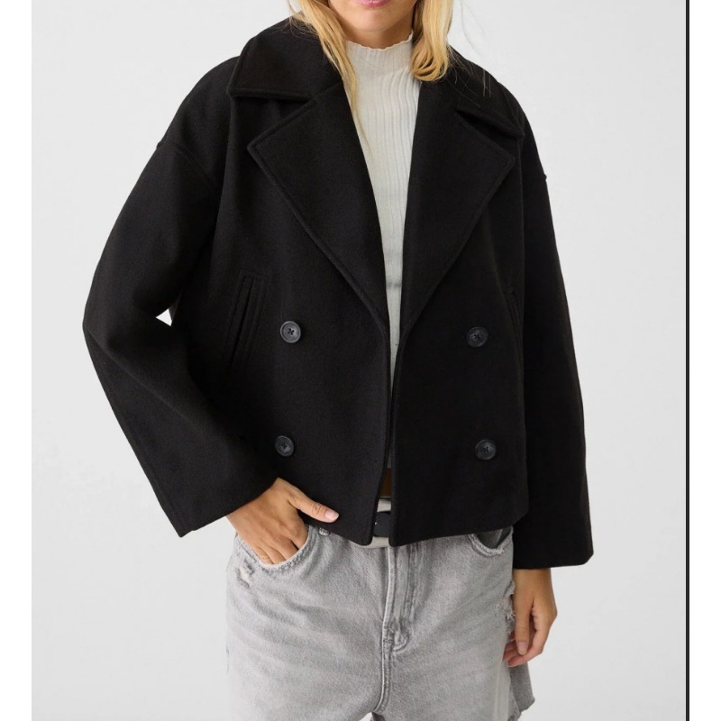 Wool Coat Peacoat - Oversized wollen peacoat met dubbele rij